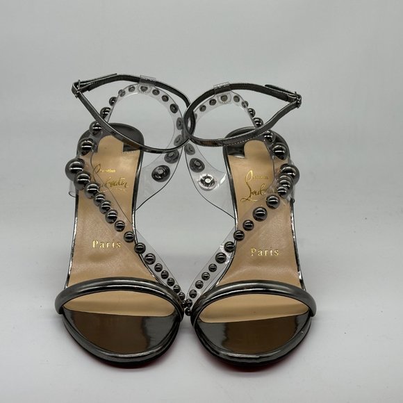 Christian Louboutin CORINETTA 100 Studded PVC Strap SandalS Heels Shoes $845 - Picture 7 of 14
